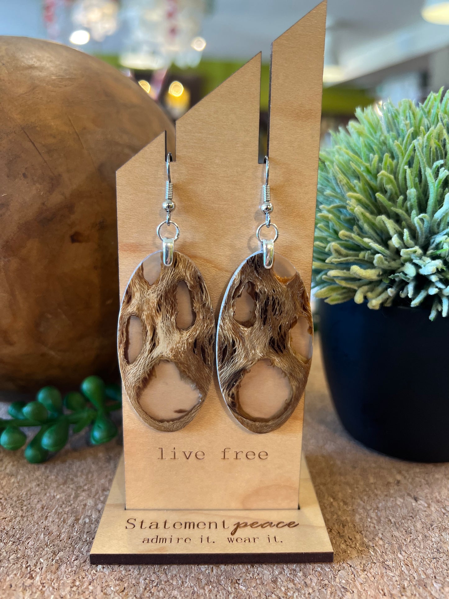 Handcrafted Wood & Resin Earrings