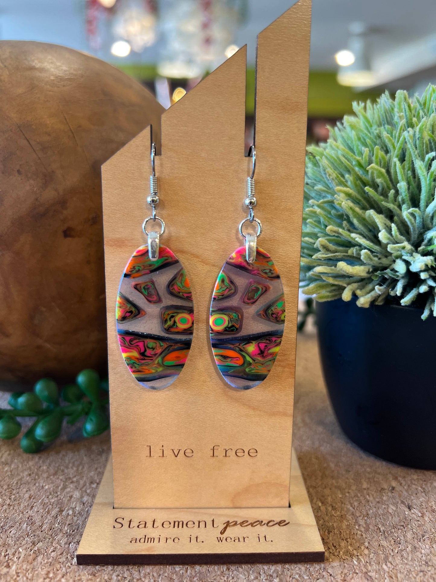 Handcrafted Wood & Resin Earrings