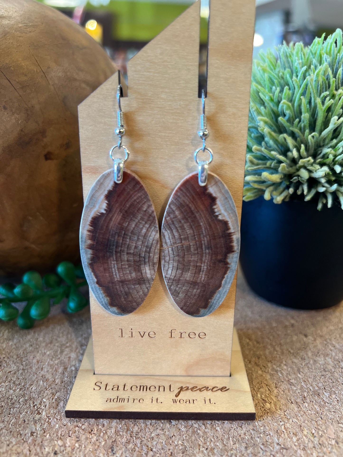 Handcrafted Wood & Resin Earrings