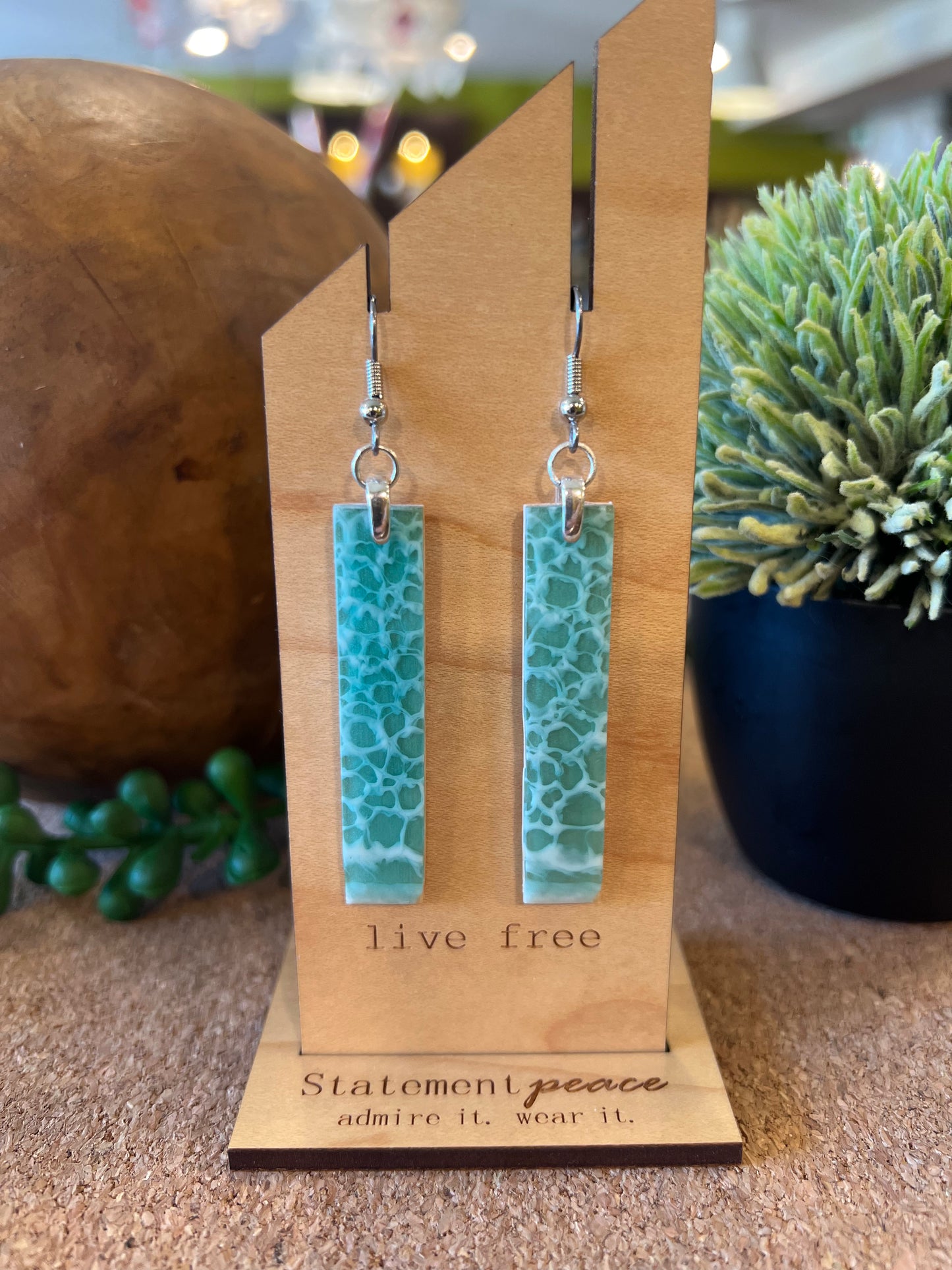 Handcrafted Wood & Resin Earrings