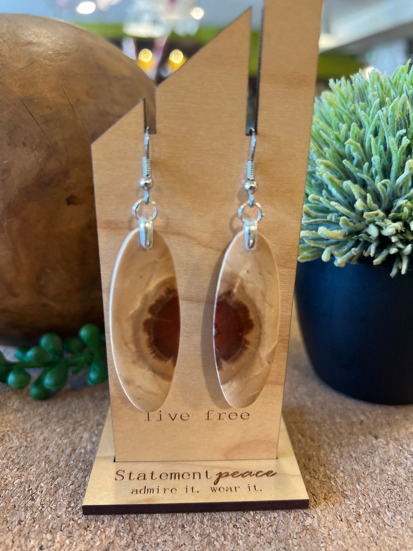 Handcrafted Wood & Resin Earrings