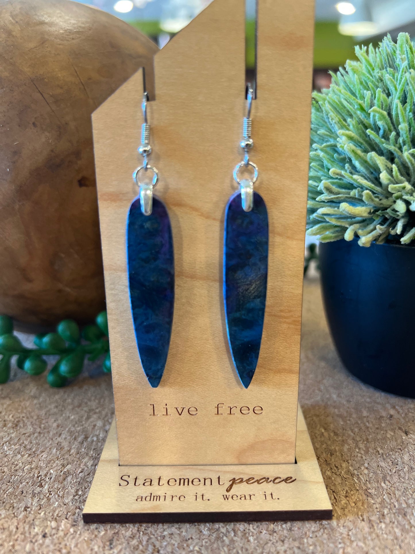 Handcrafted Wood & Resin Earrings