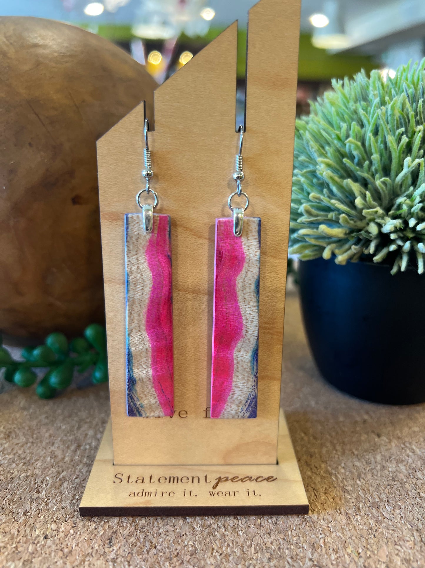 Handcrafted Wood & Resin Earrings