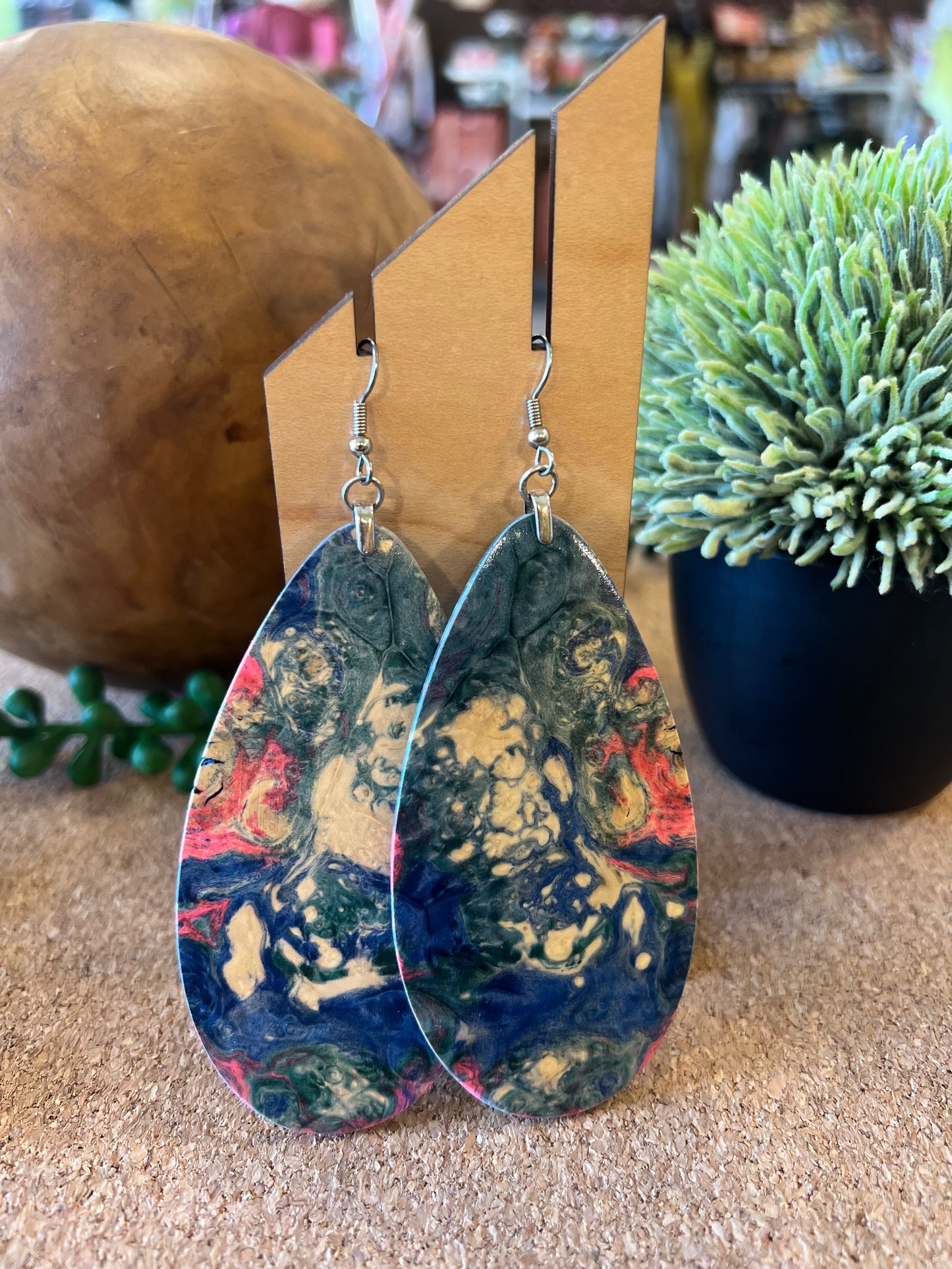Handcrafted Wood & Resin Earrings