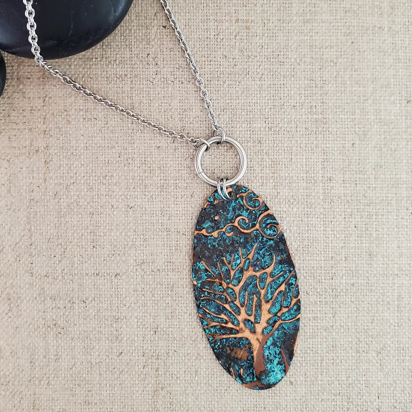 Embossed Copper Tree Necklaces | by Covaly