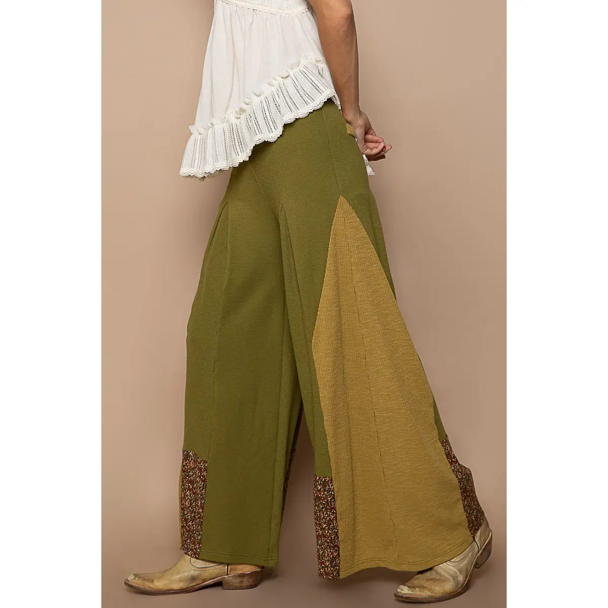 Wide Leg Flare Patch Thermal Pants | POL Clothing