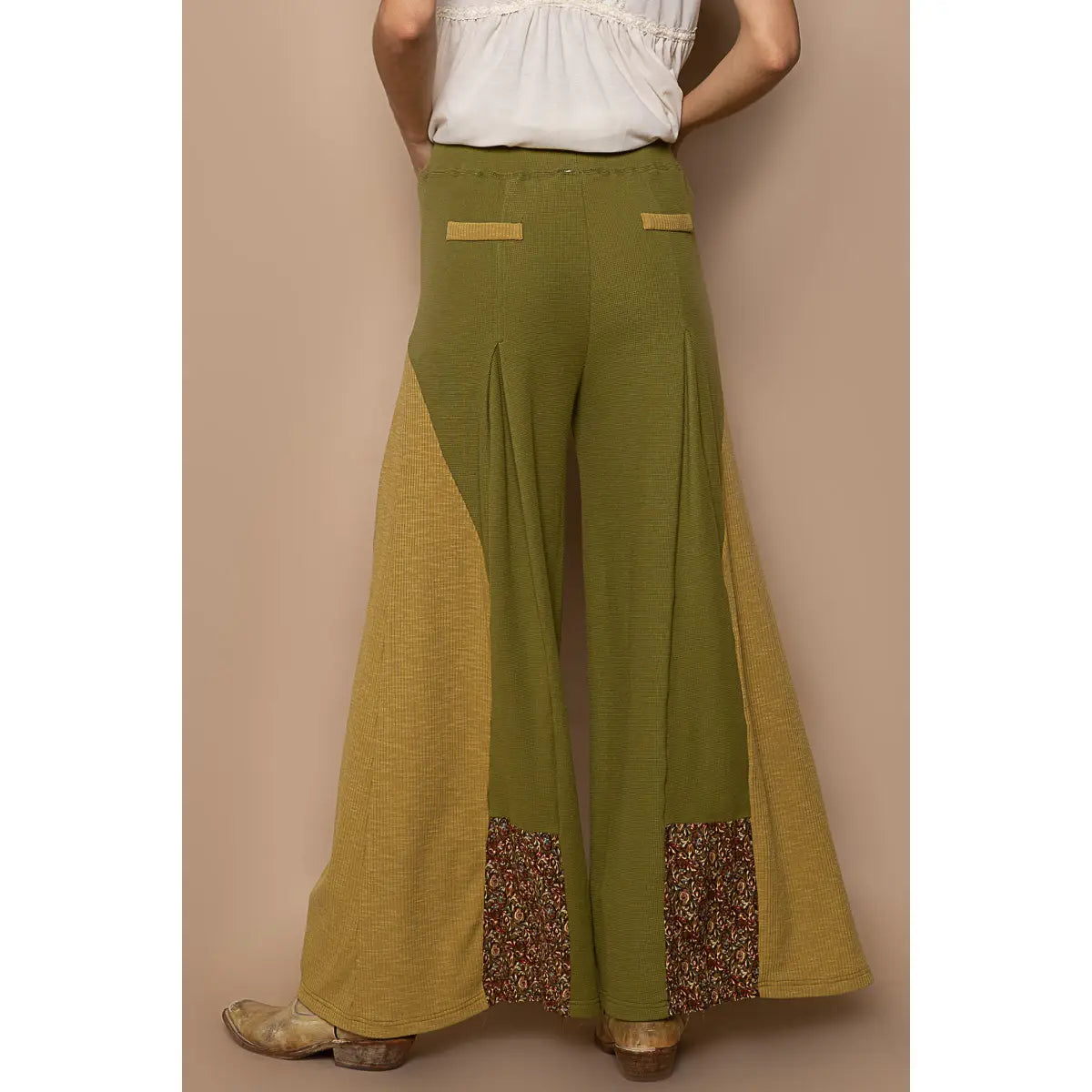 Wide Leg Flare Patch Thermal Pants | POL Clothing