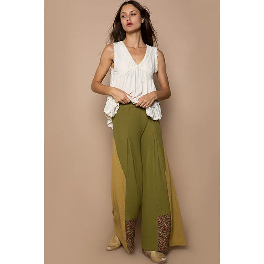 Wide Leg Flare Patch Thermal Pants | POL Clothing