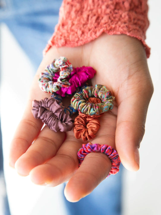 Mini Satin Scrunchie - Rainbow Set of 8