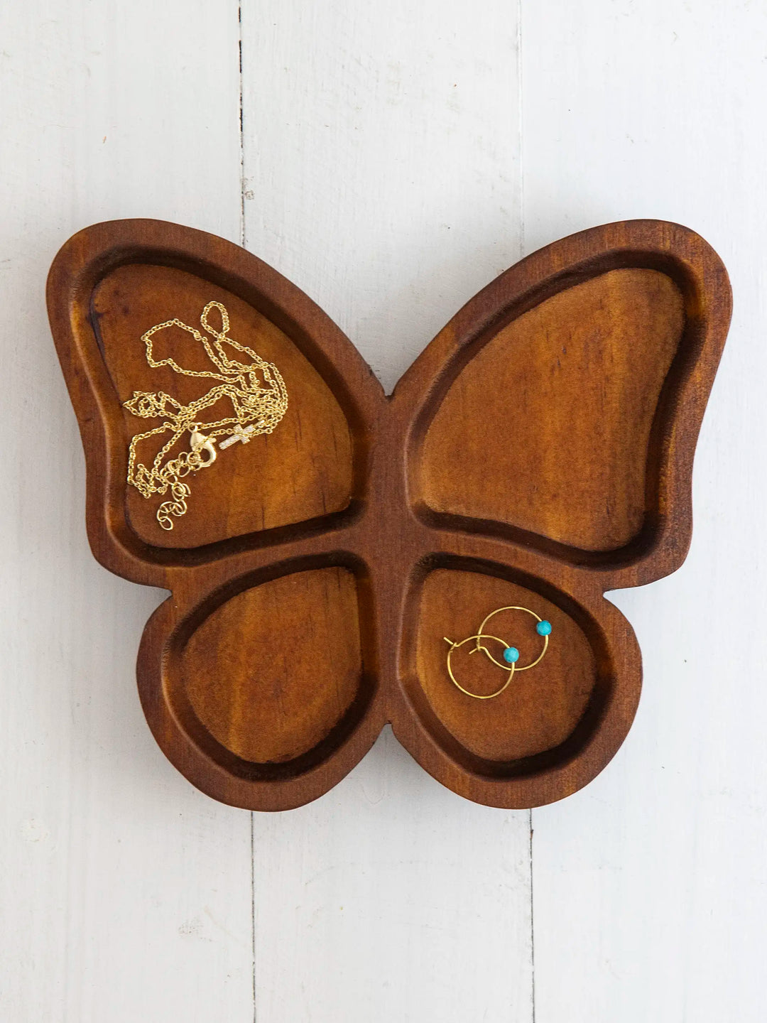 Carved Wooden Trinket Dish - Butterfly