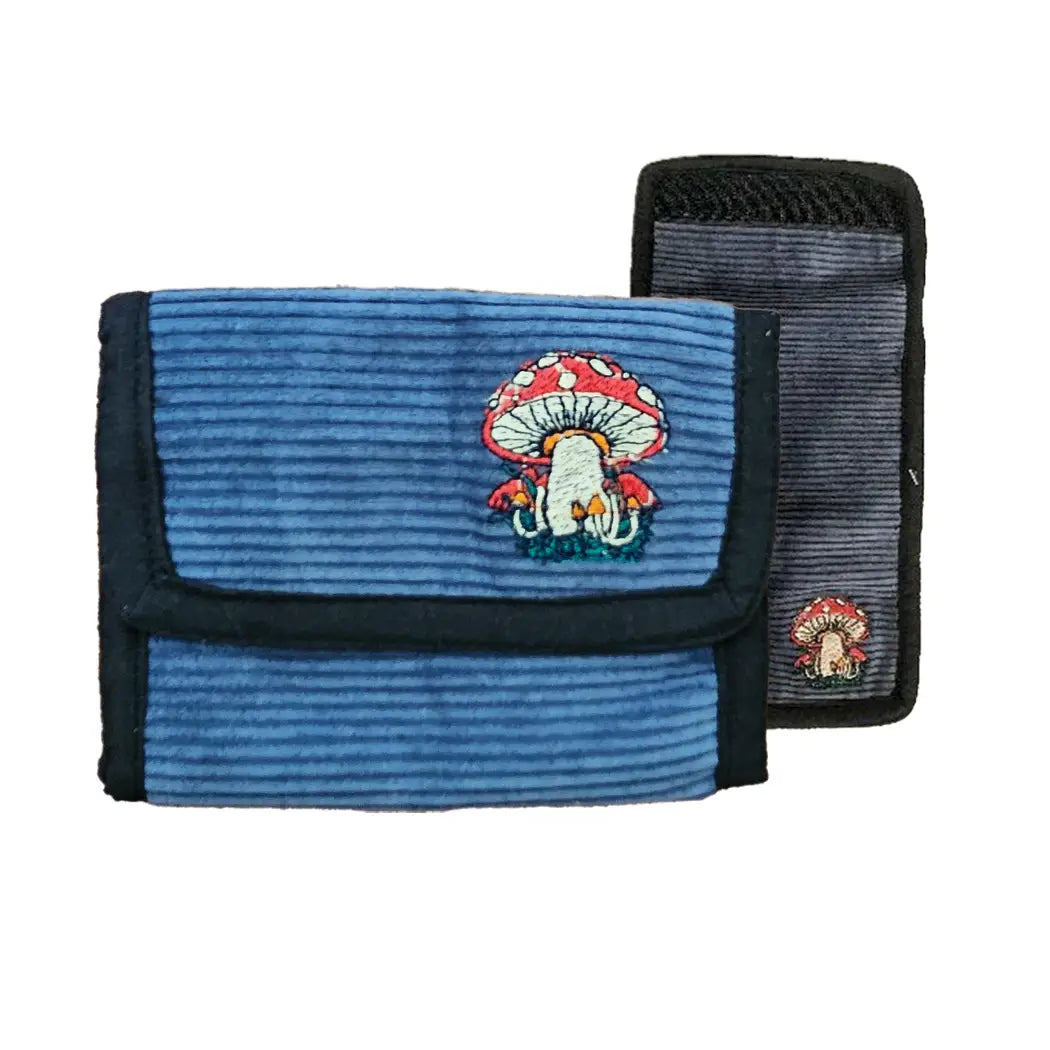 Corduoy Wallet w/ Mushroom Embroidery