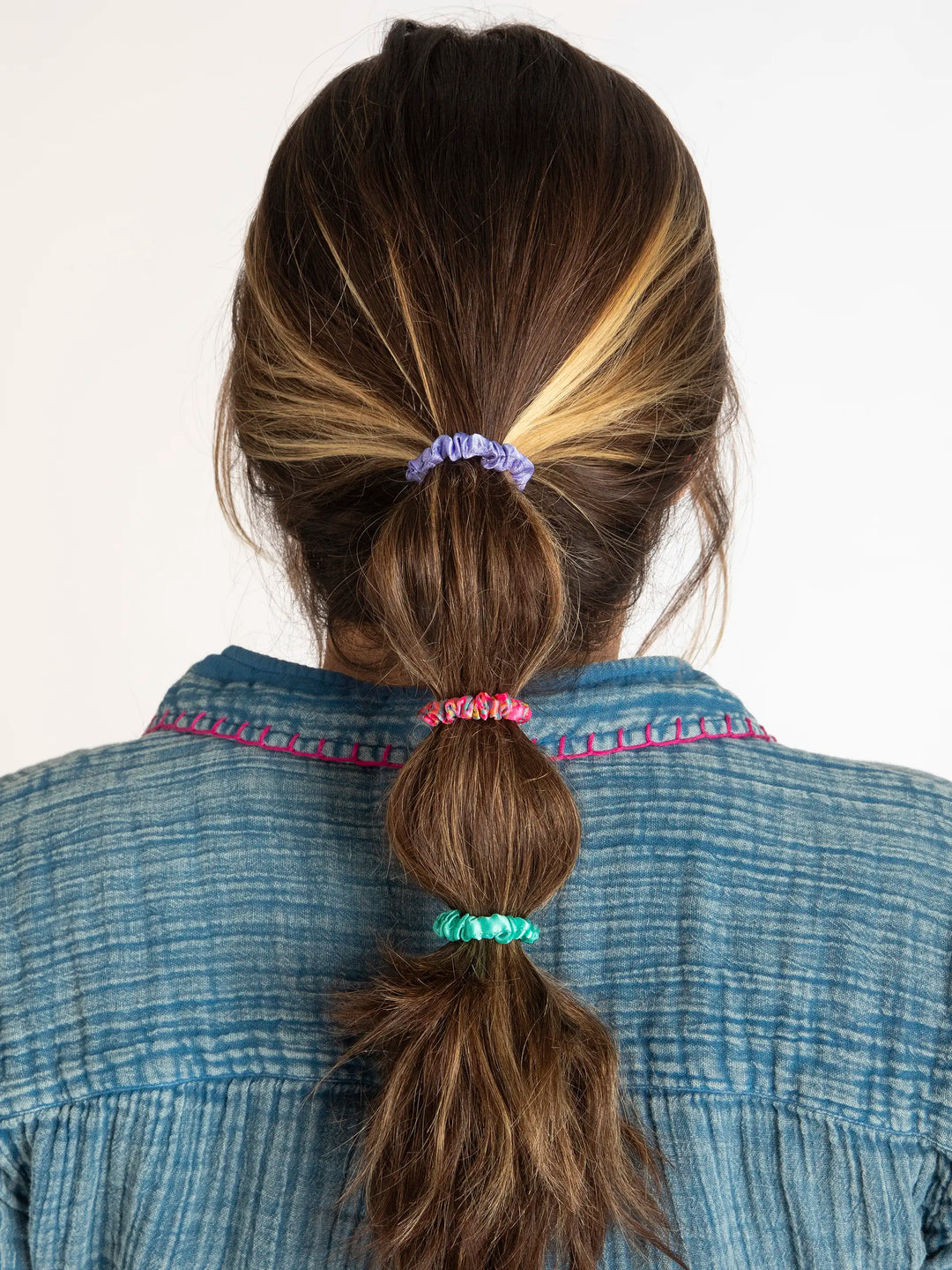 Mini Satin Scrunchie, Set of 8 - Lime