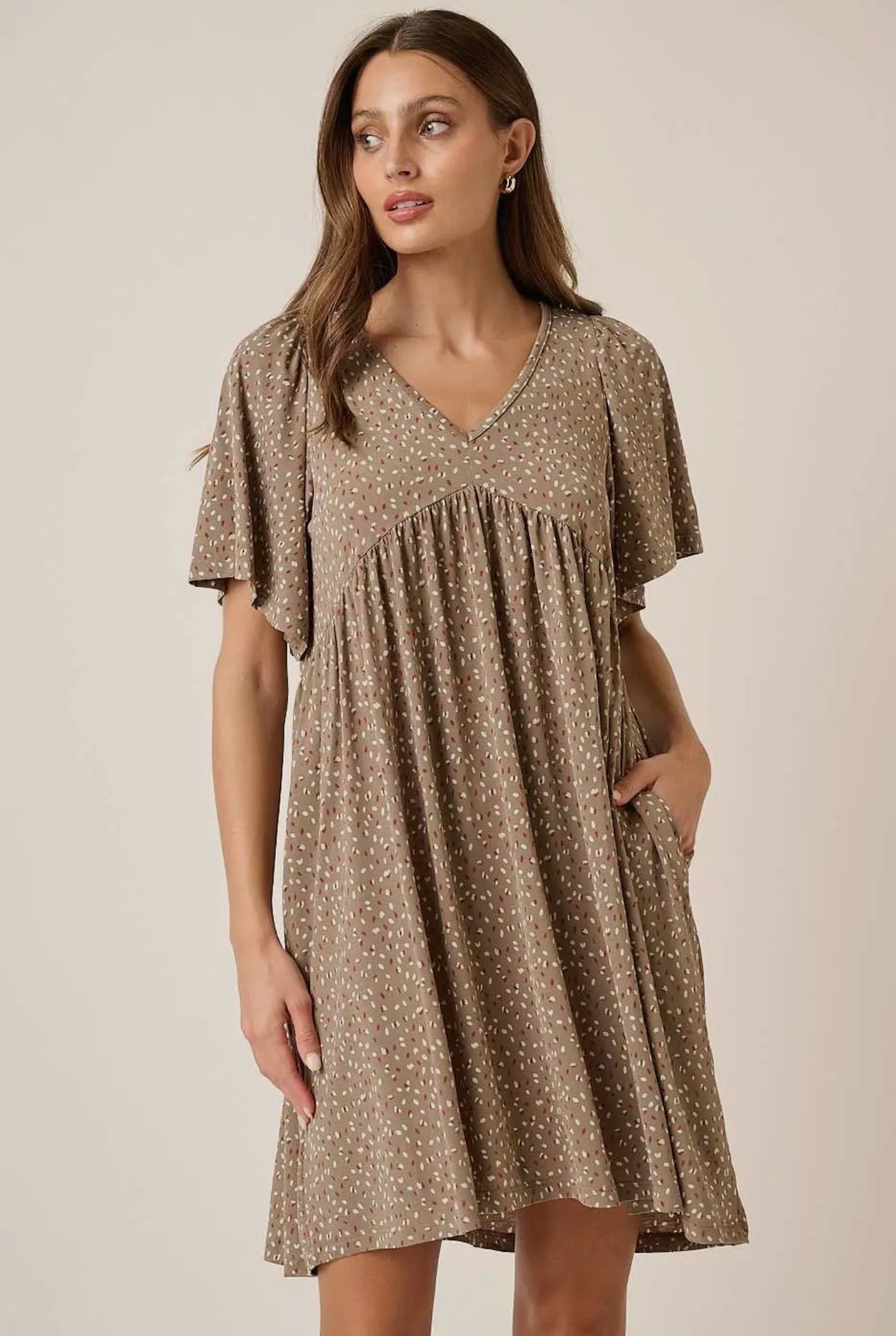 Abstract Dot Babydoll Mini Dress