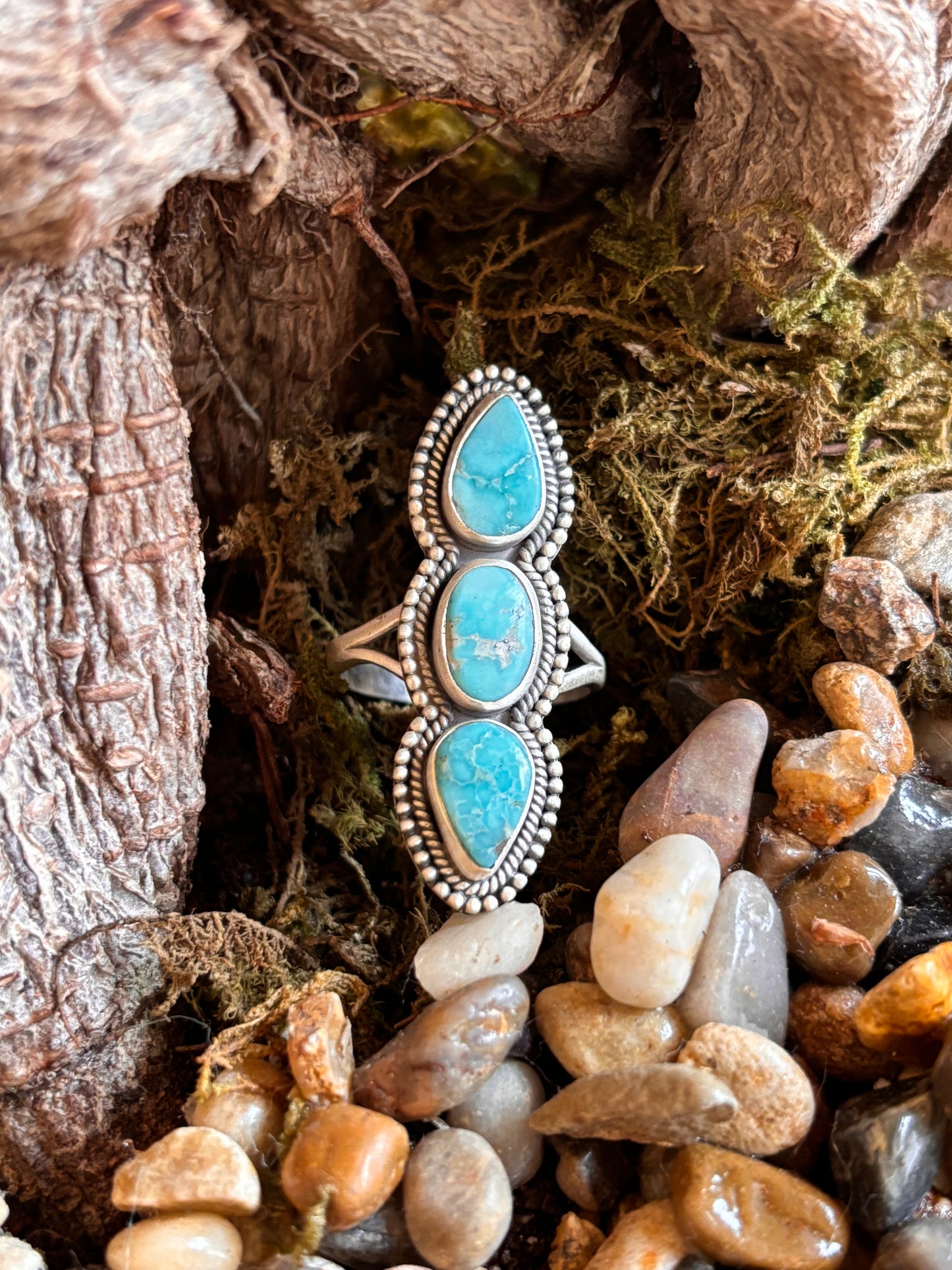 White Water Turquoise Ring | Size 10.5