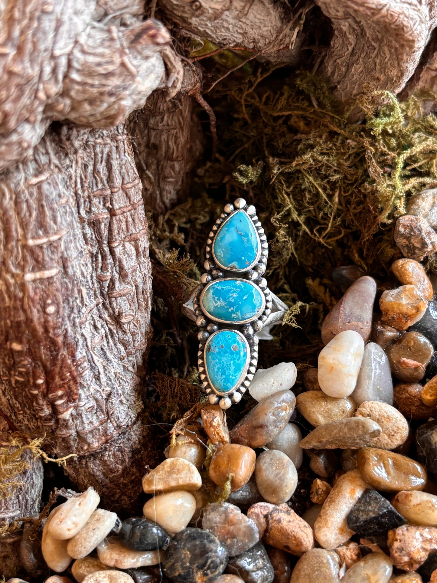White Water Turquoise Ring | Size 8.5