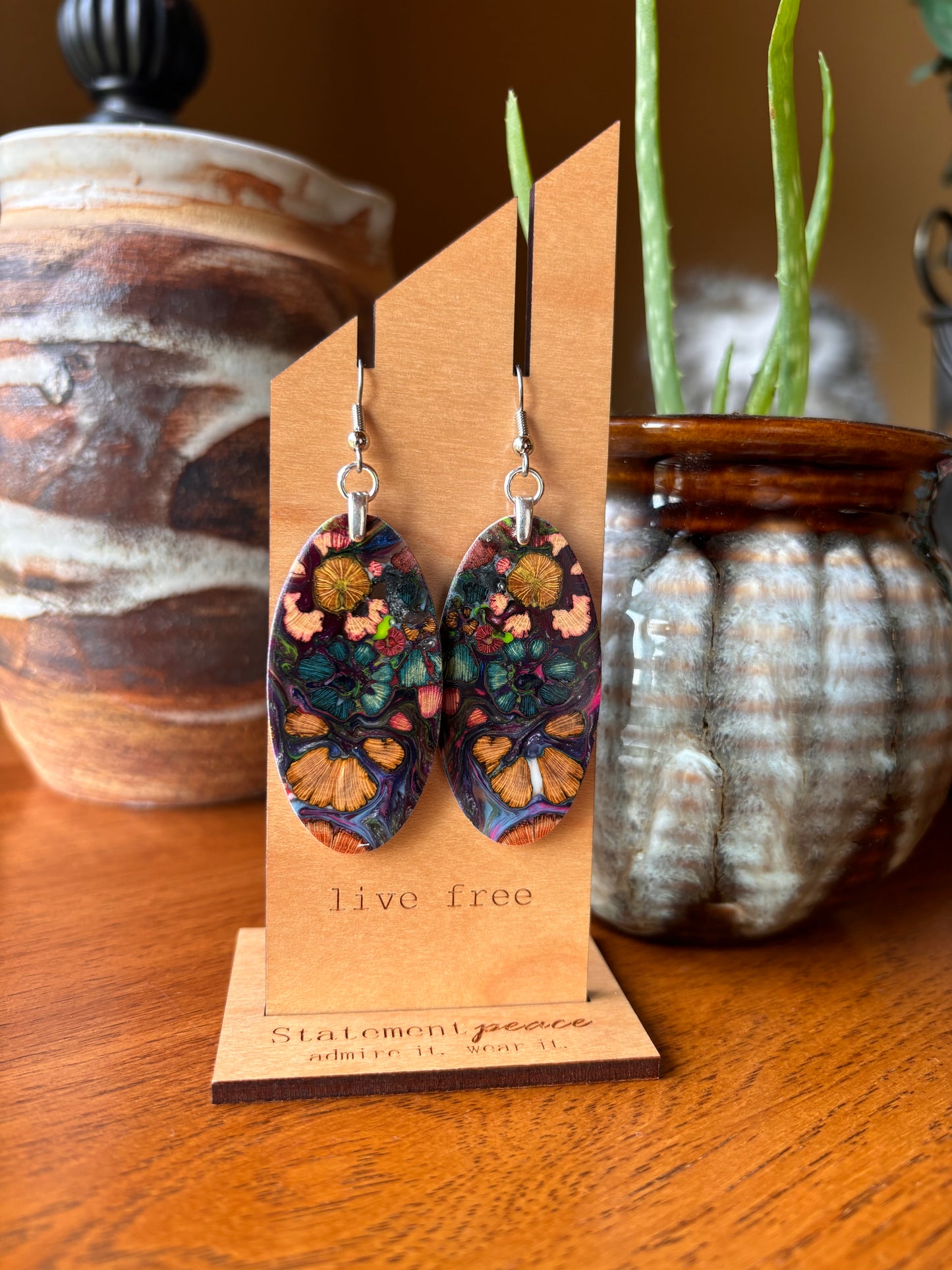 Handcrafted Wood & Resin Earrings