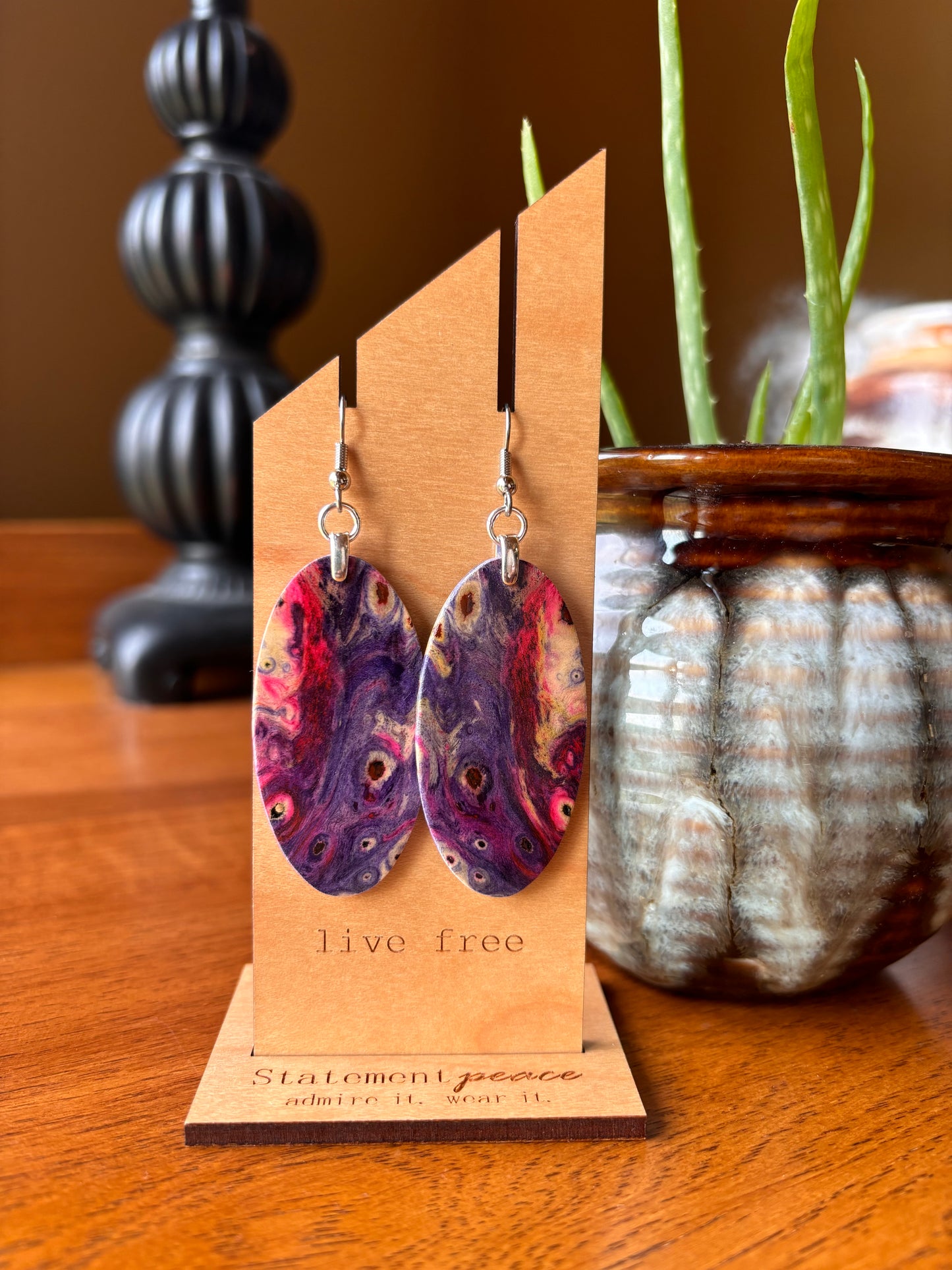 Handcrafted Wood & Resin Earrings