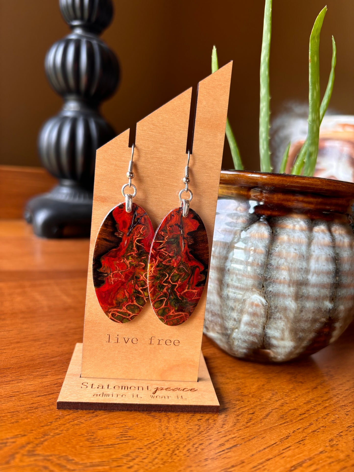 Handcrafted Wood & Resin Earrings