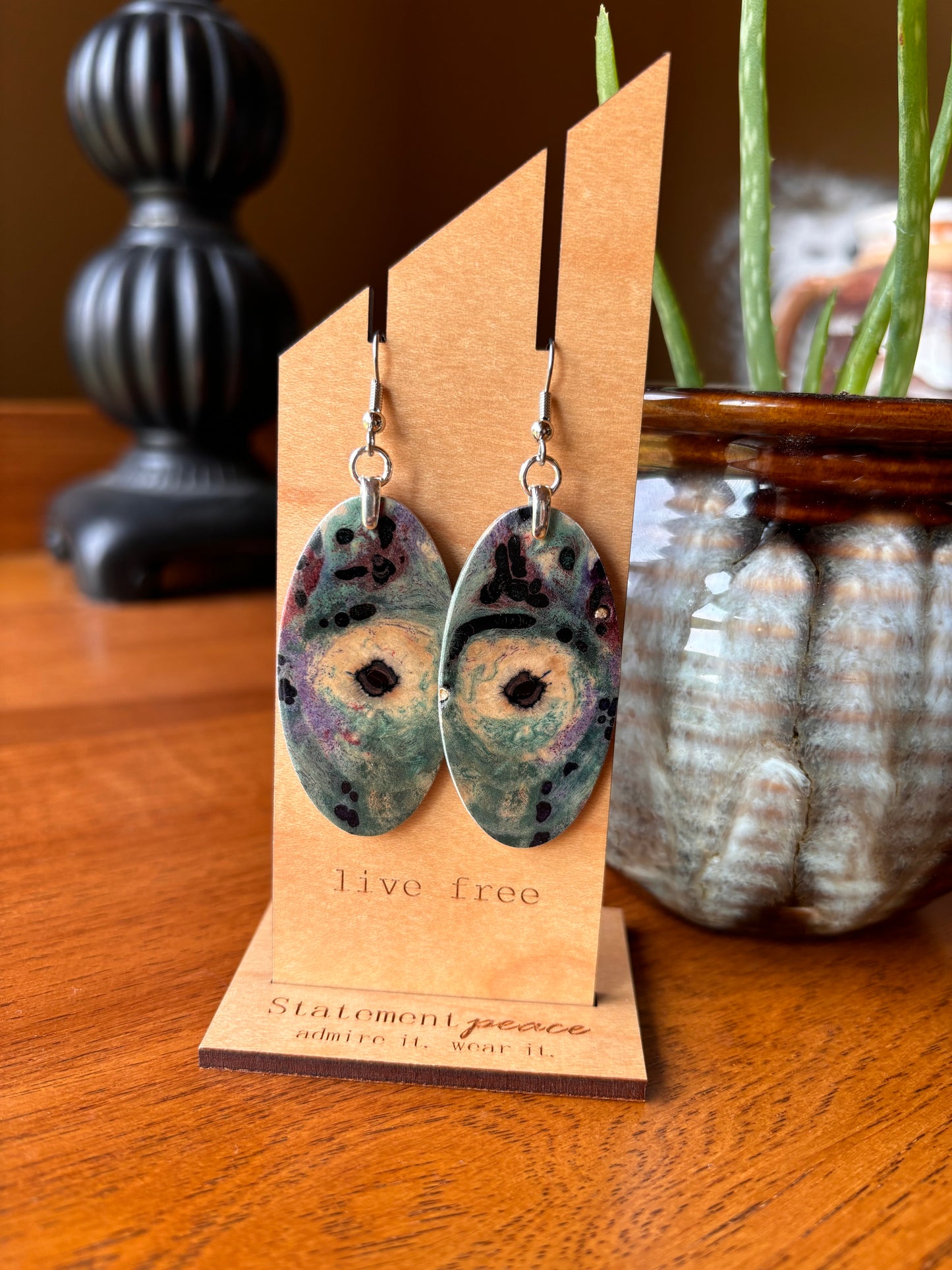 Handcrafted Wood & Resin Earrings