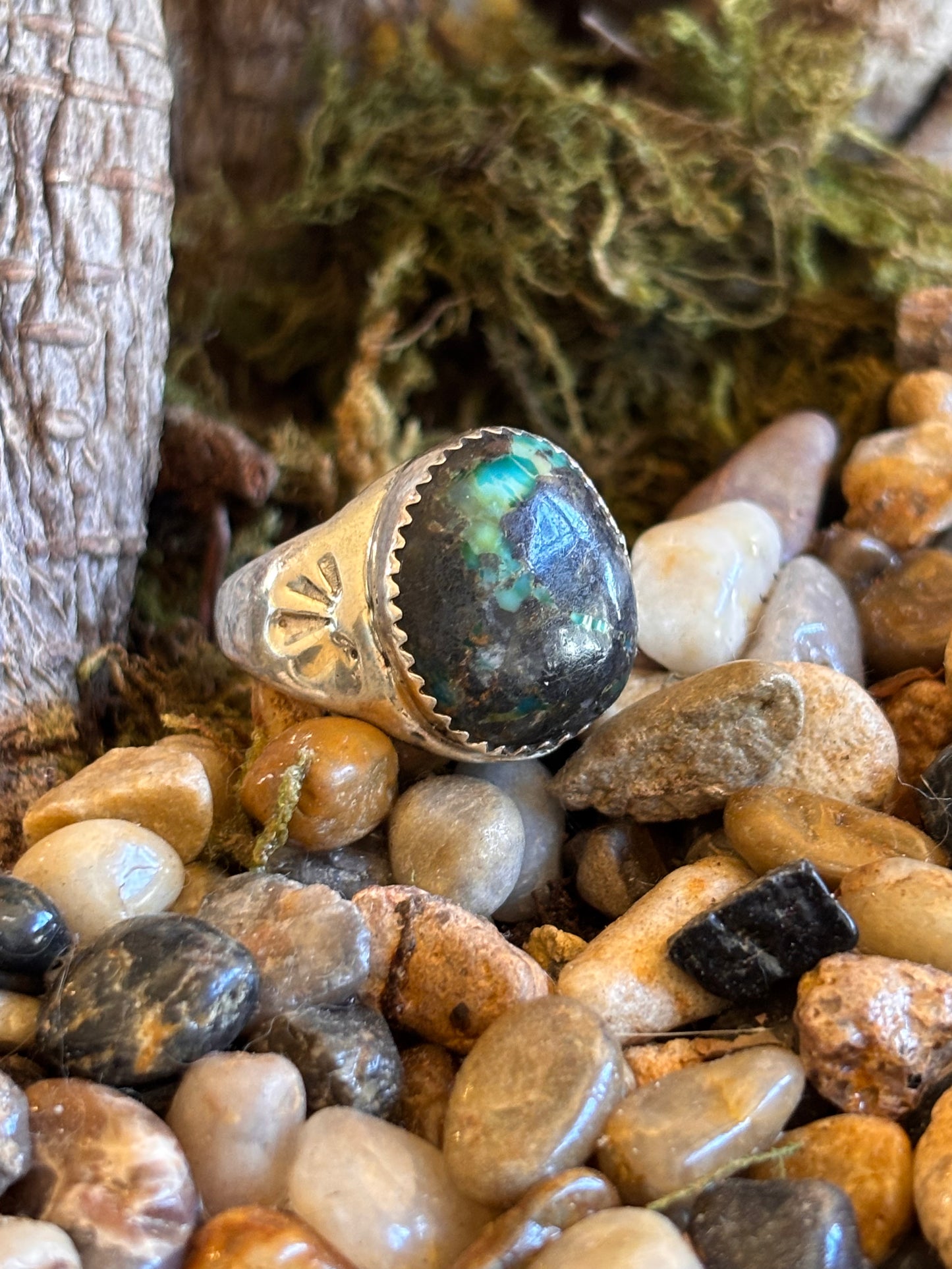 Navajo handmade Bluemoon Turquoise Ring by Annie Lincoln | Size 8.5