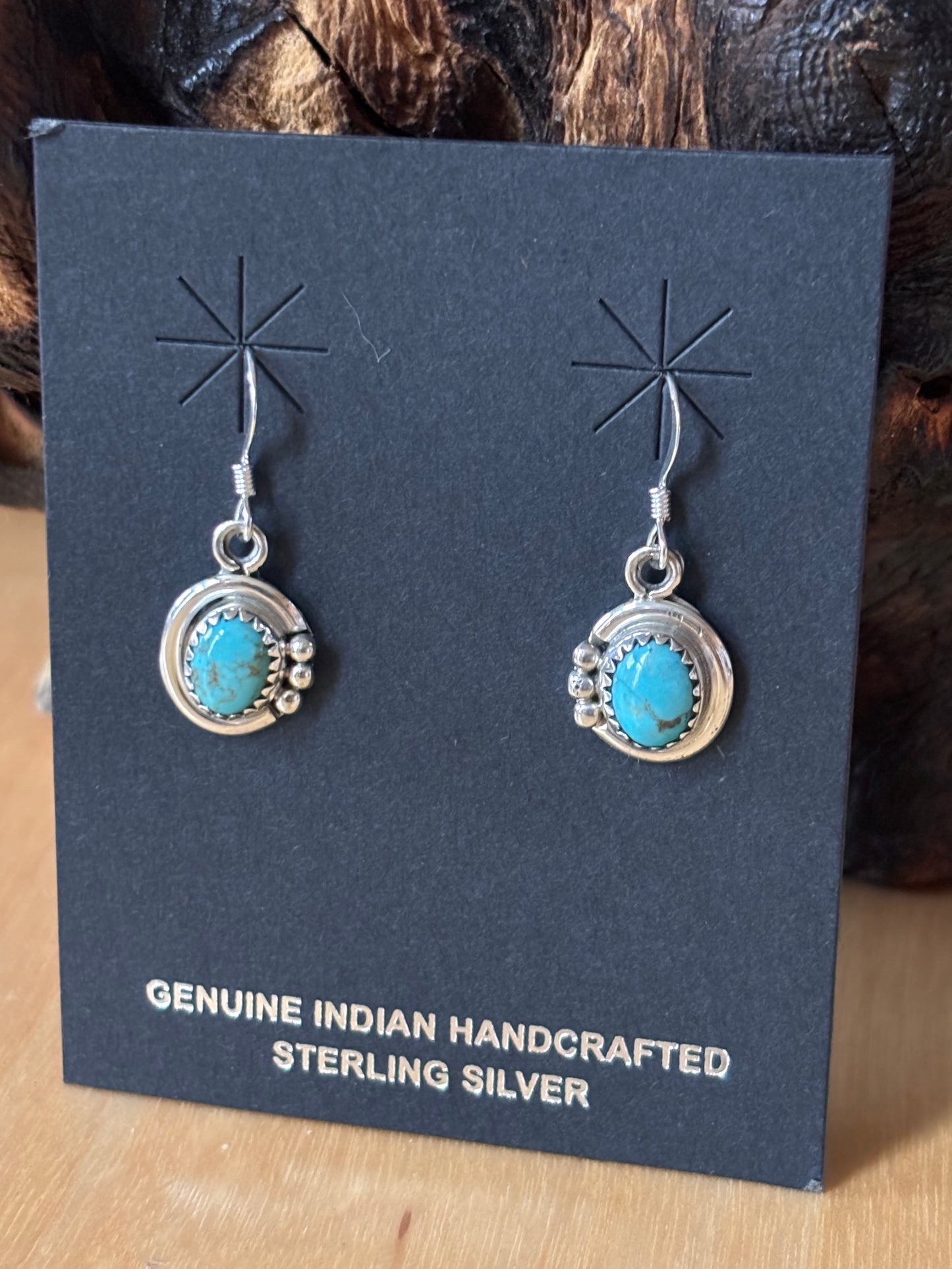 Navajo Kingman Turquoise earrings handmade by Rita Largo