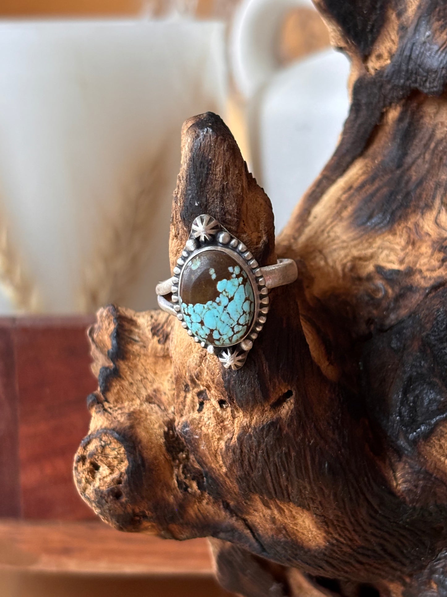 Number 8 Turquoise Ring | Adjustable