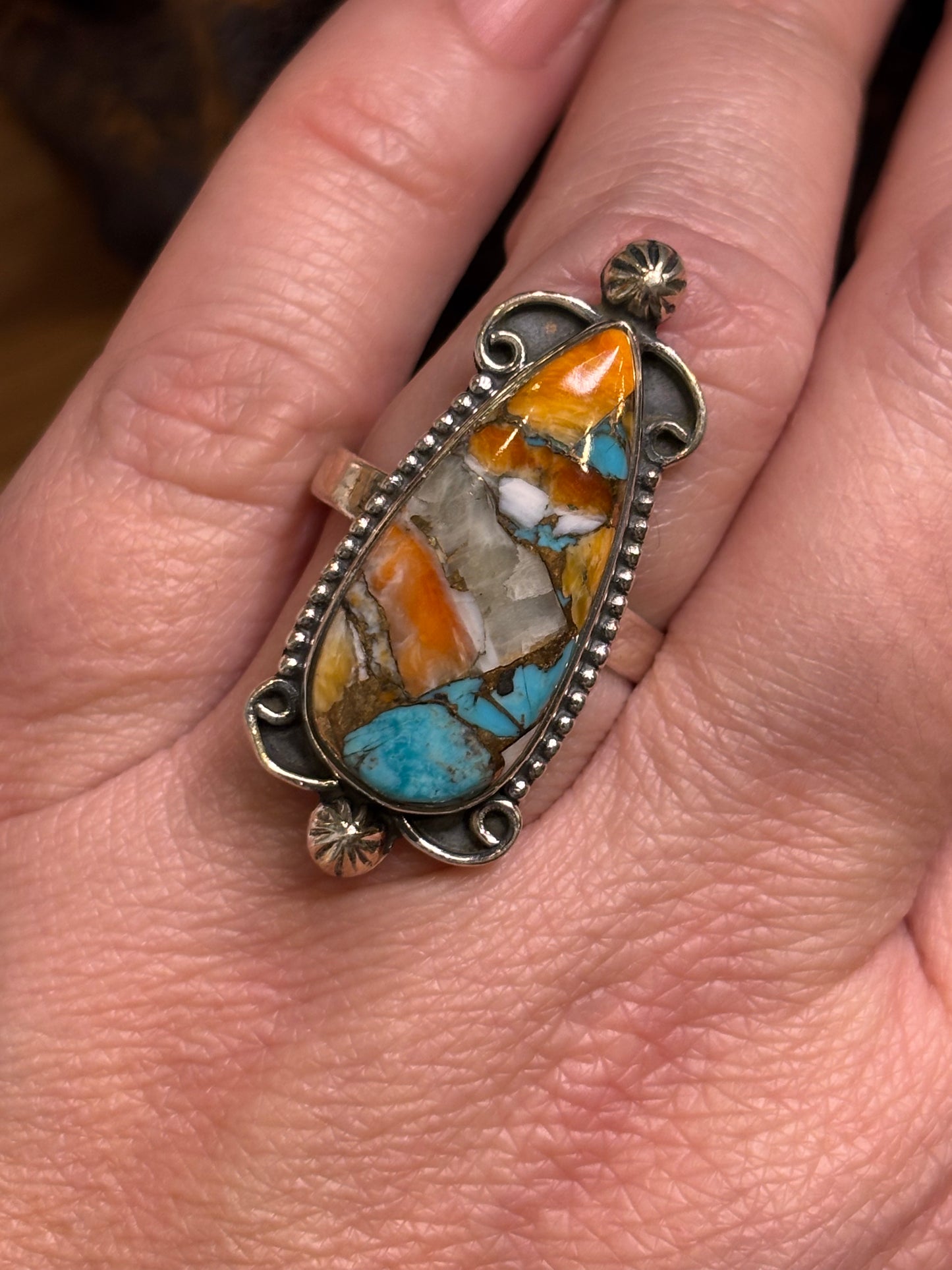 Spiny Oyster Turquoise Ring | Size 10
