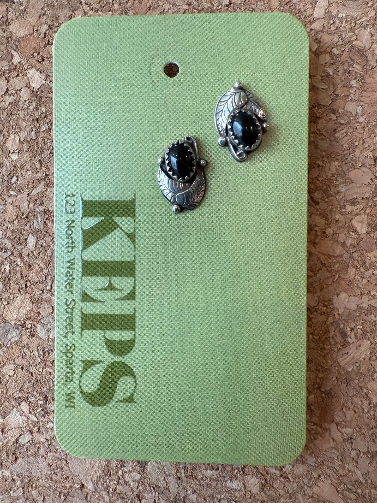 Vintage Sterling Silver & Black Onyx Earrings
