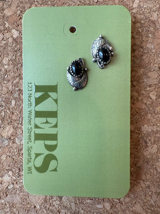 Vintage Sterling Silver & Black Onyx Earrings
