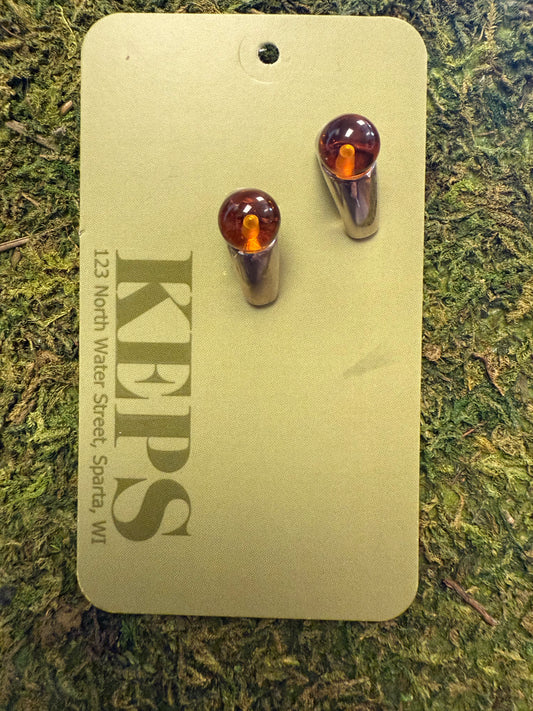 Vintage Designer Sterling Silver & Amber Lobe Hugger Post Earrings