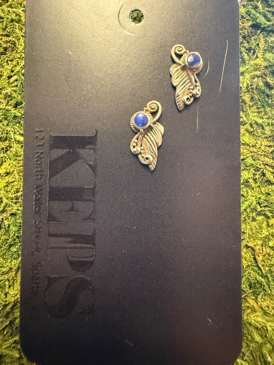 Vintage Sterling Silver & Lapis Post Earrings