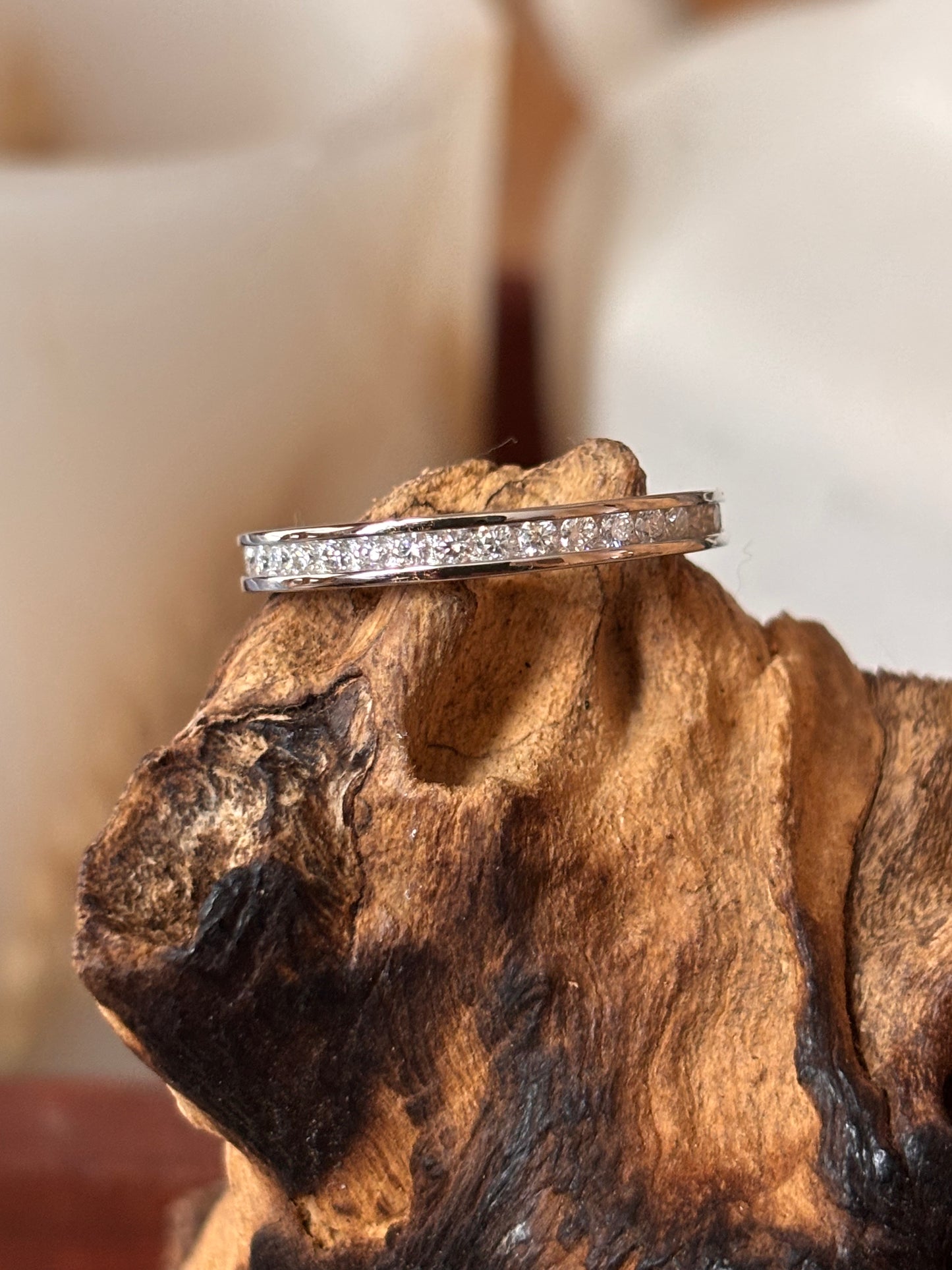 Moissanite Eternity Band Ring with Channel Set Rounds