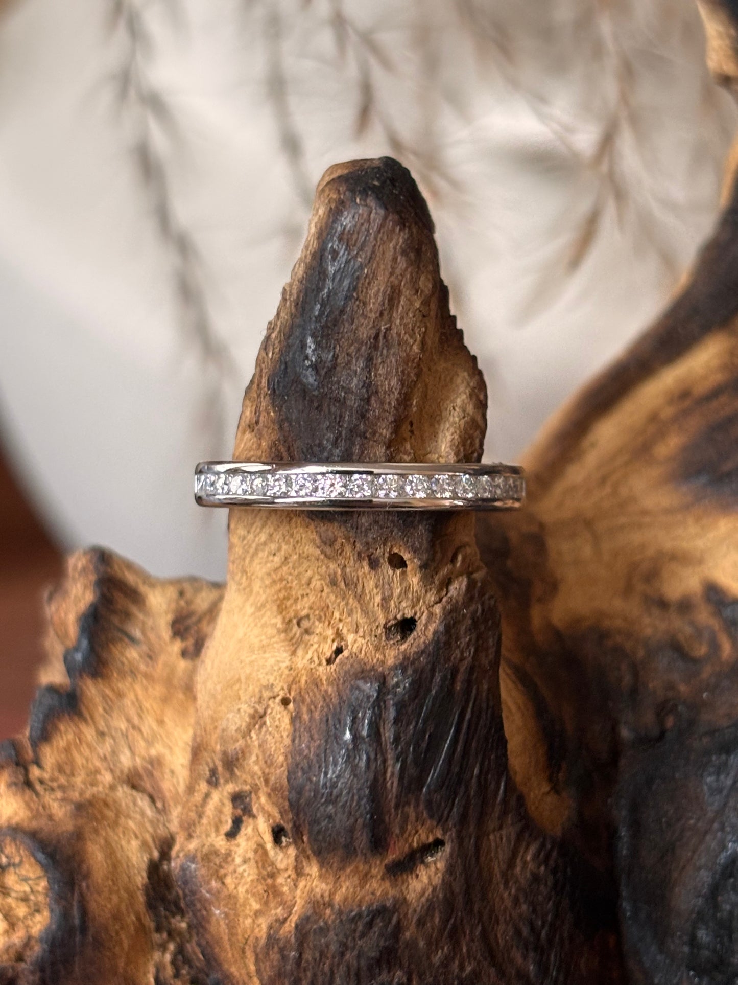 Moissanite Anniversary Band with Channel Set Round Stones Ring