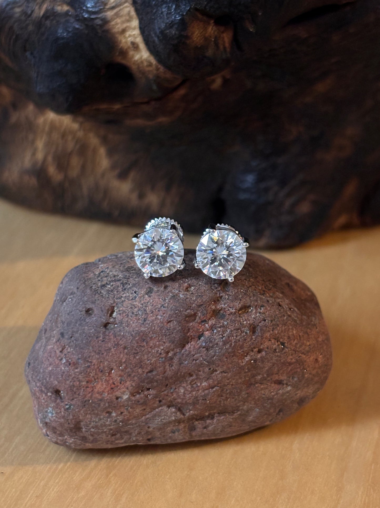 Moissanite Brilliant Screw Back Post Earrings