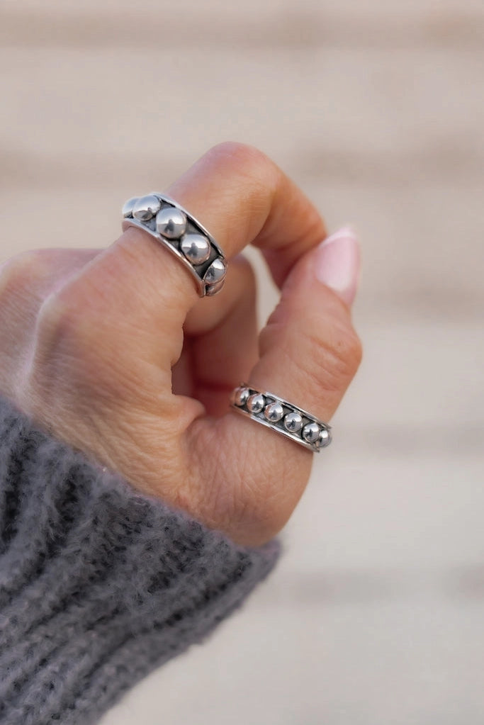 Sterling Silver Studded 4mm Ring