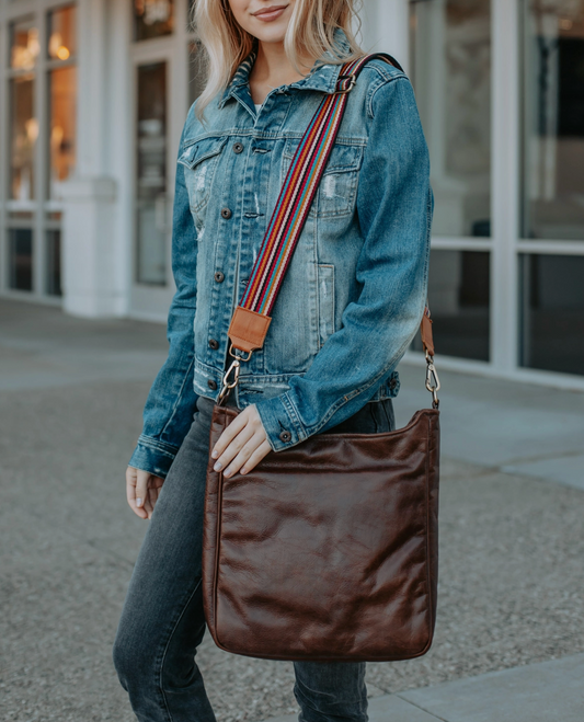 Dk Brown Leather Messenger Bag (No Strap)