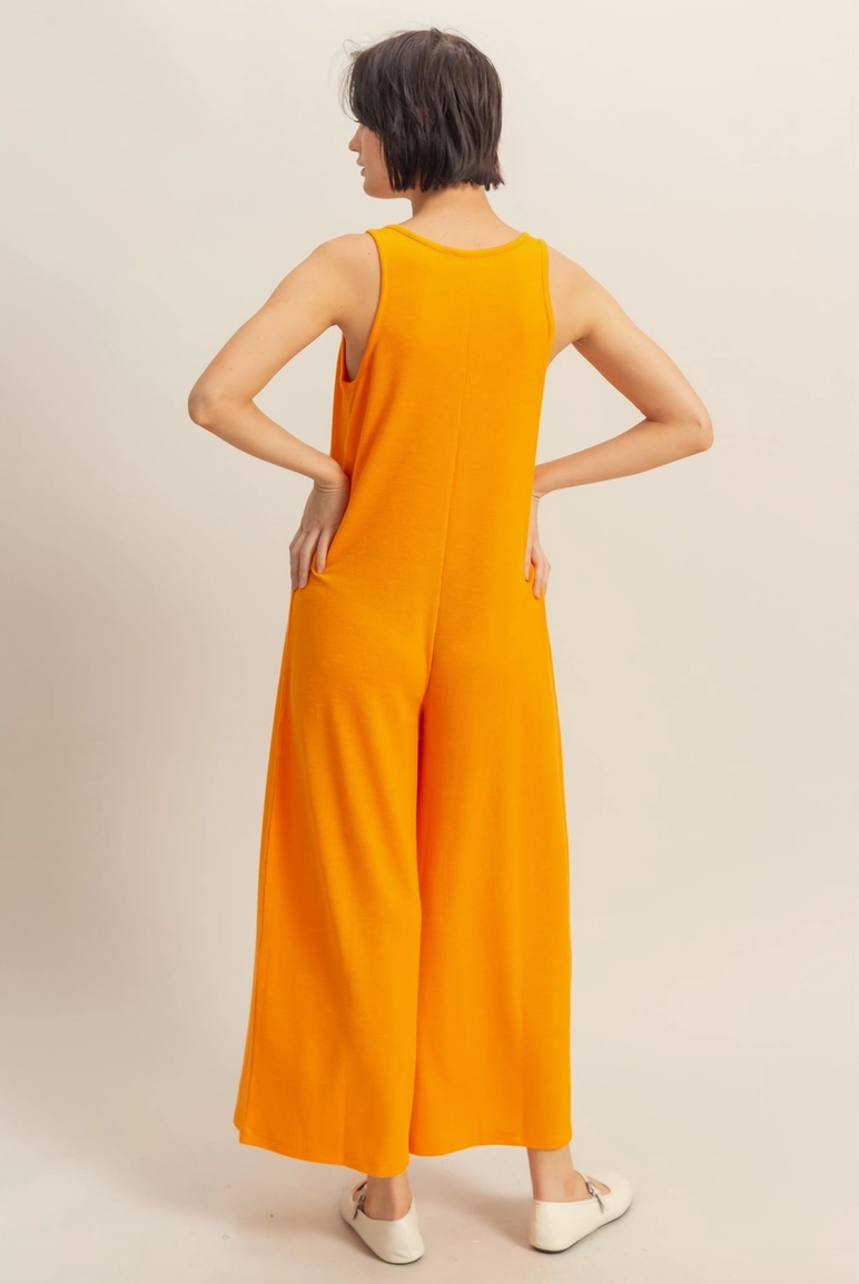 V-Neck Sleeveless Wide Leg Jumpsuit