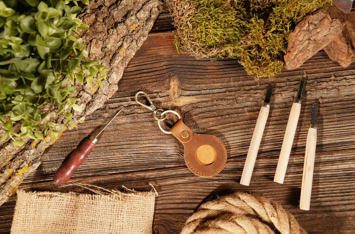 Leather Air tag Keychain