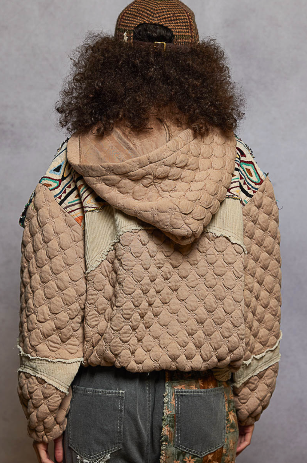 Oversize floral print contrast qulited jacket (2 style options)