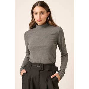 RIB MOCK NECK LONG SLEEVE KNIT TOP