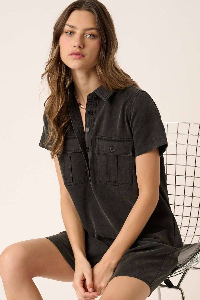 ACID WASH SHIRT DRESS