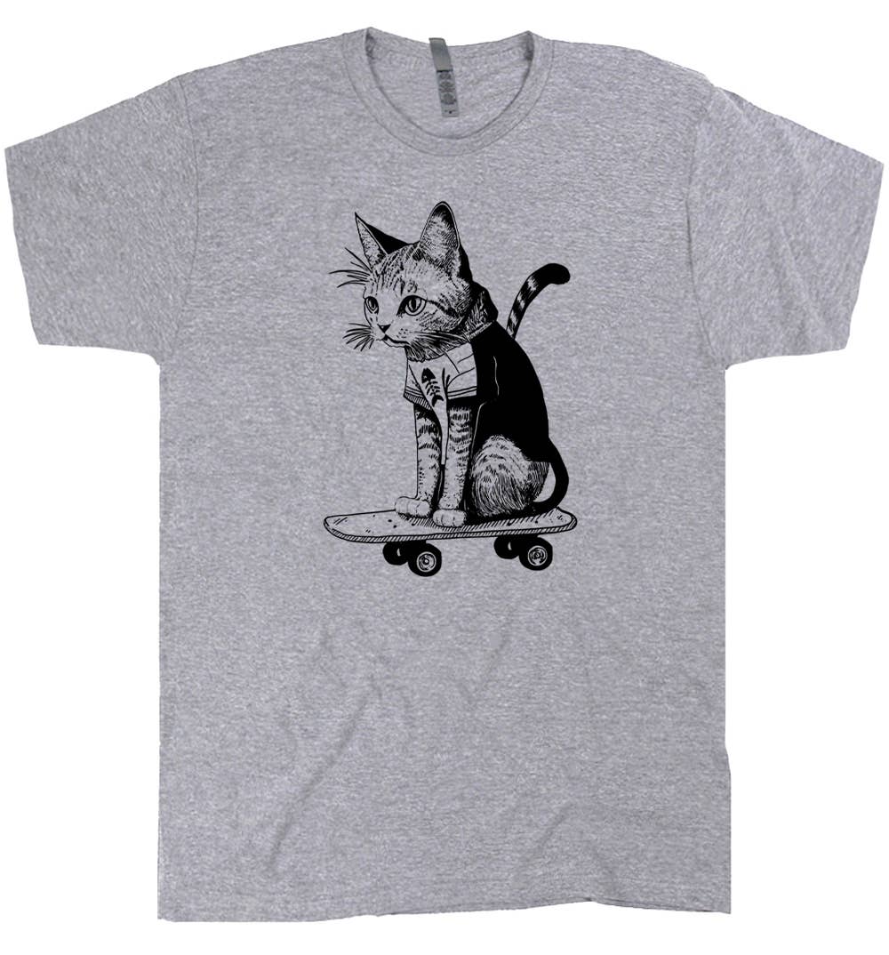 Skate Cat Shirt Funny Skateboard Tee Shirt Cute Novelty Fun