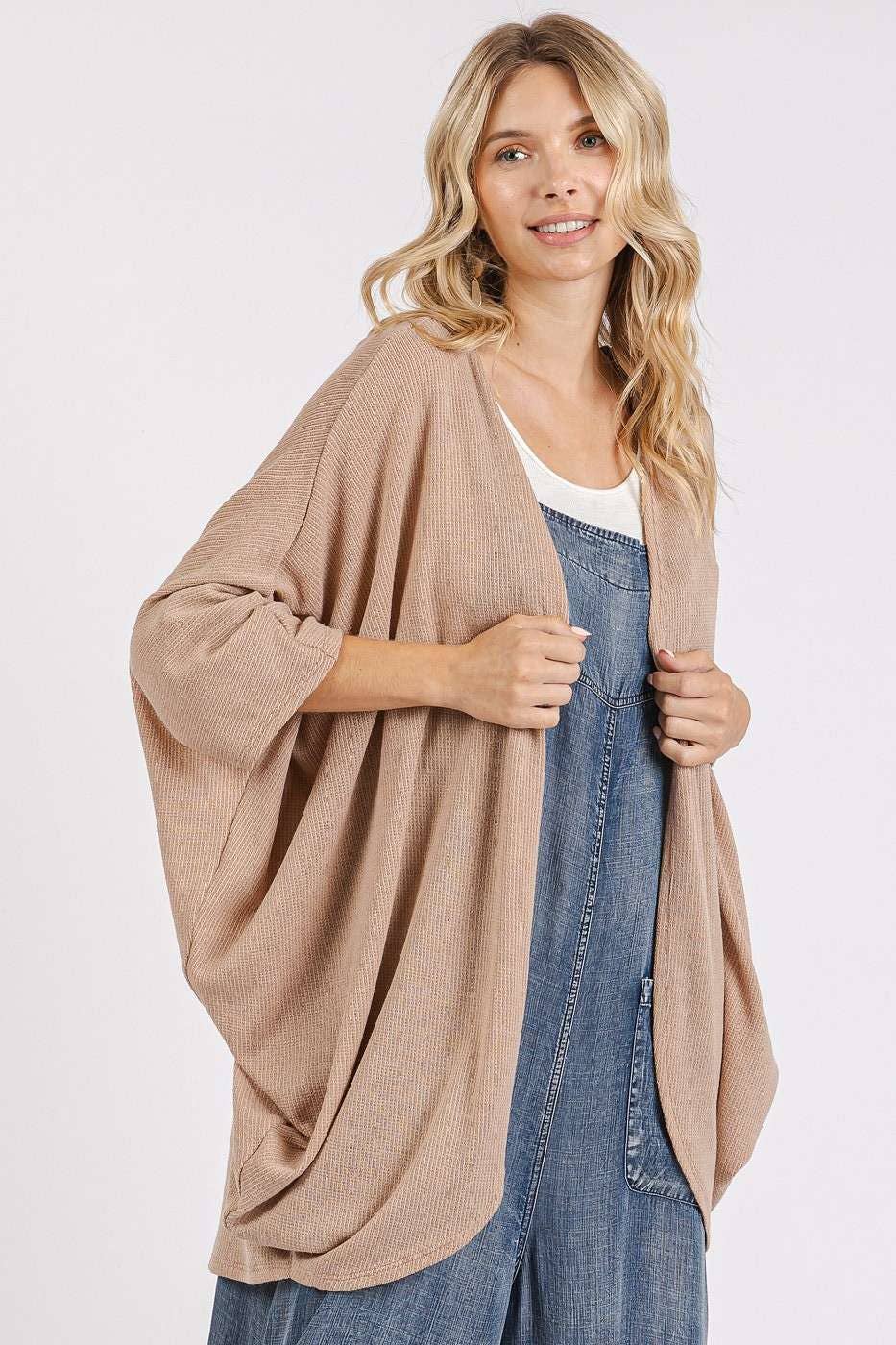 OPEN FRONT OVERSIZED FIT LIGHTWEIGHT CARDIGAN