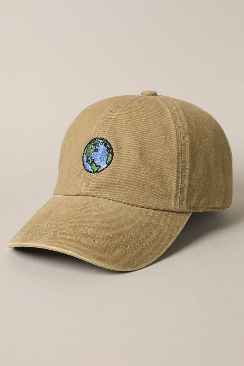 Earth Embroidery Adjustable Baseball Cap Hat