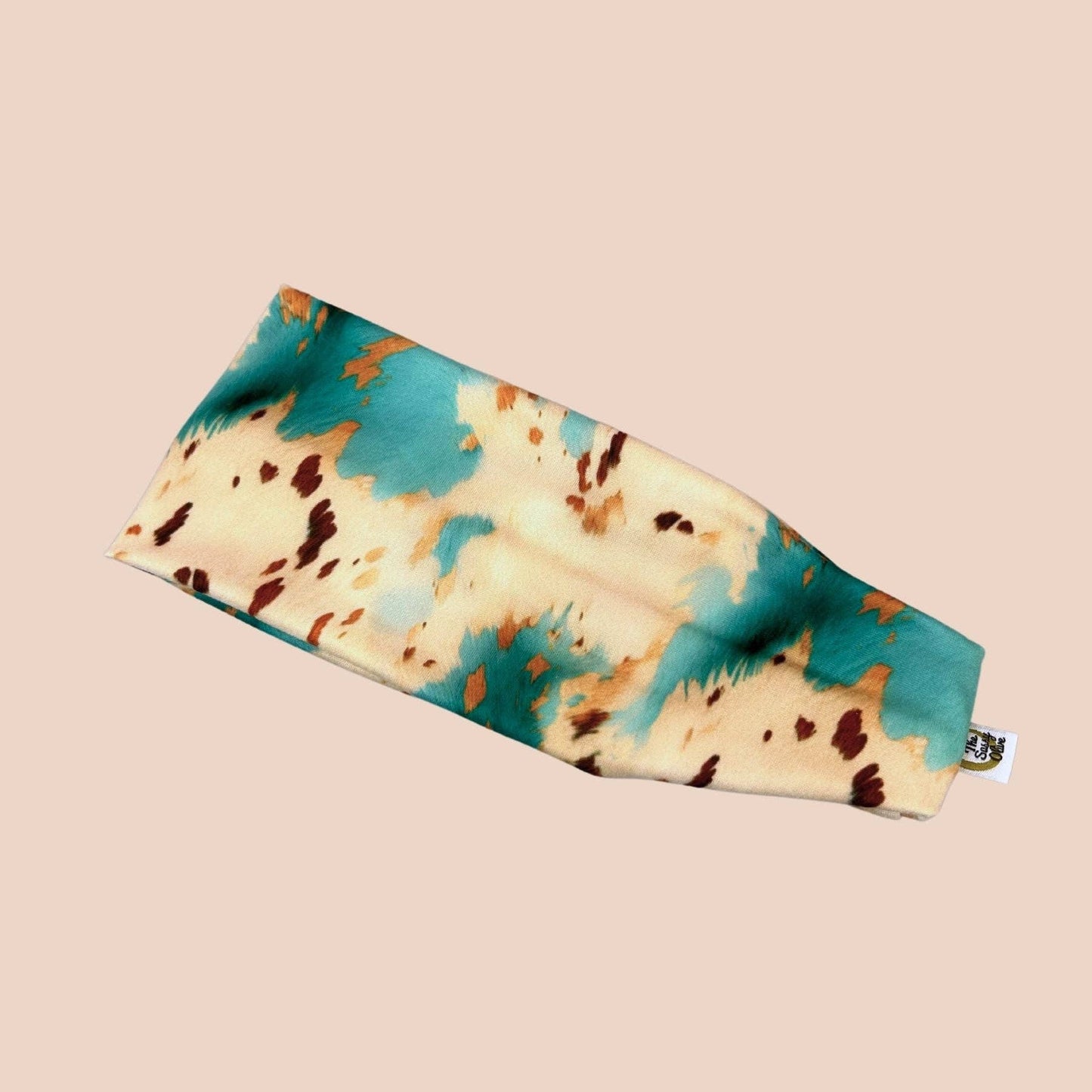 Turquoise Cow Hide Stretch Headband