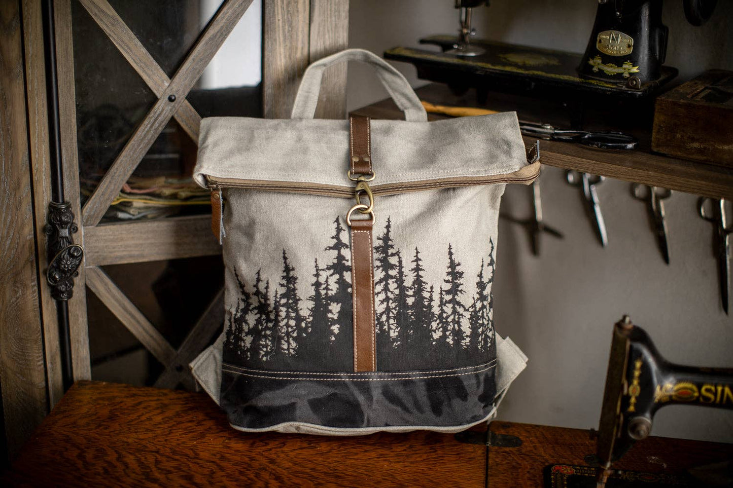 Black Spruce Forrest Recycled Canvas Backpack