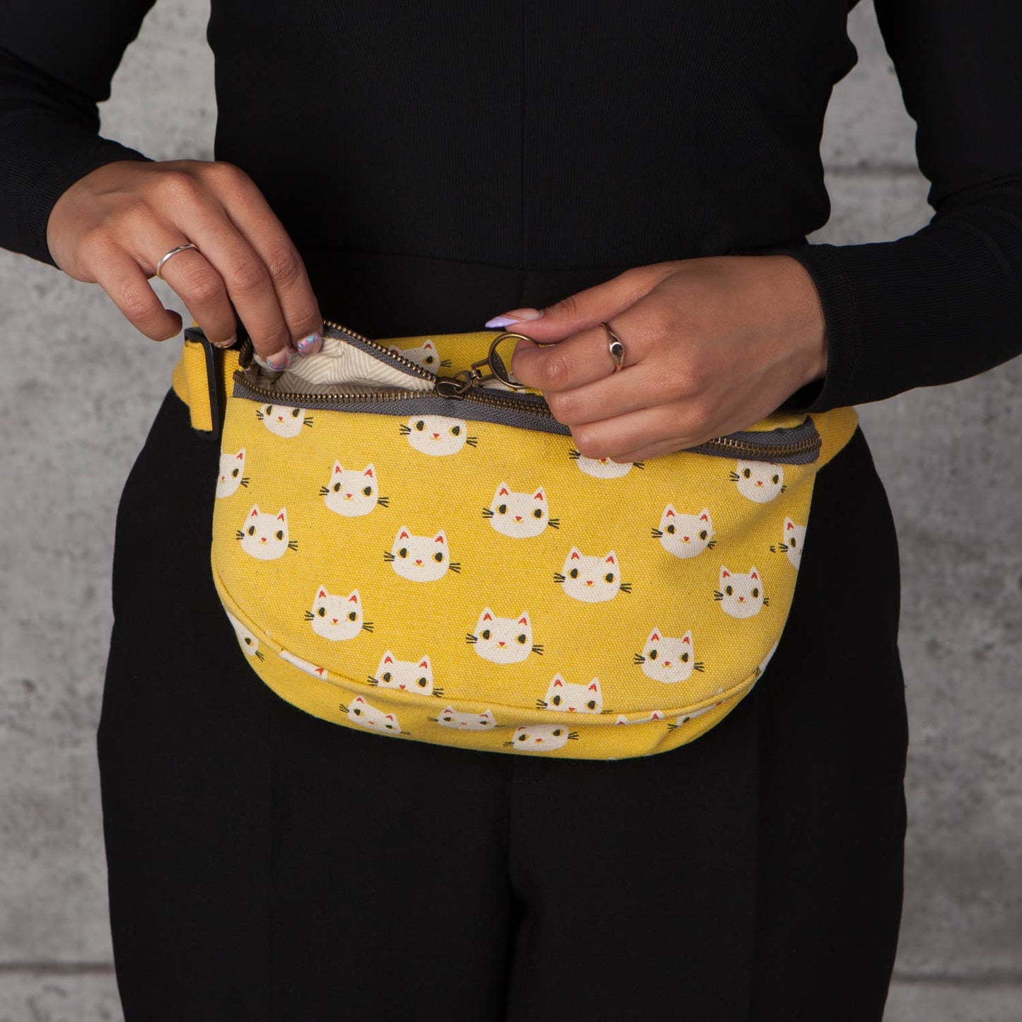 Meow Cats Cotton Hip Bag Adjustable Strap