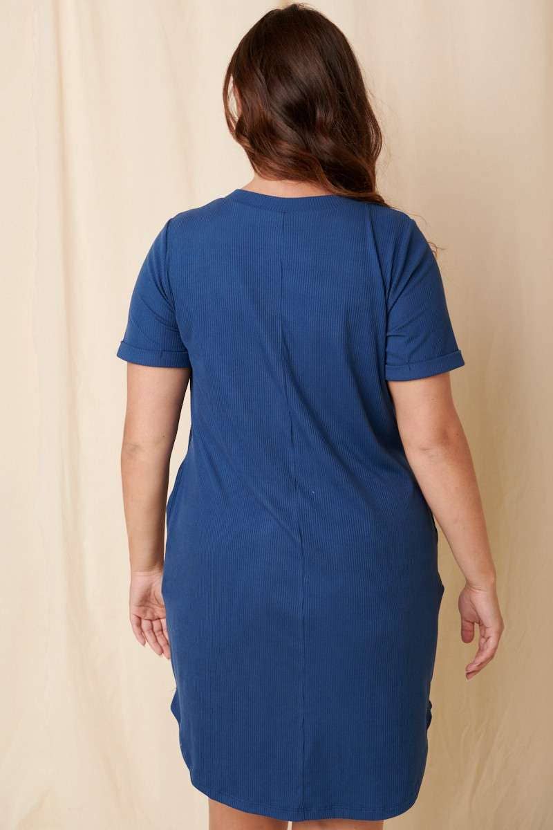 PLUS RIB ROUND NECK TEE DRESS