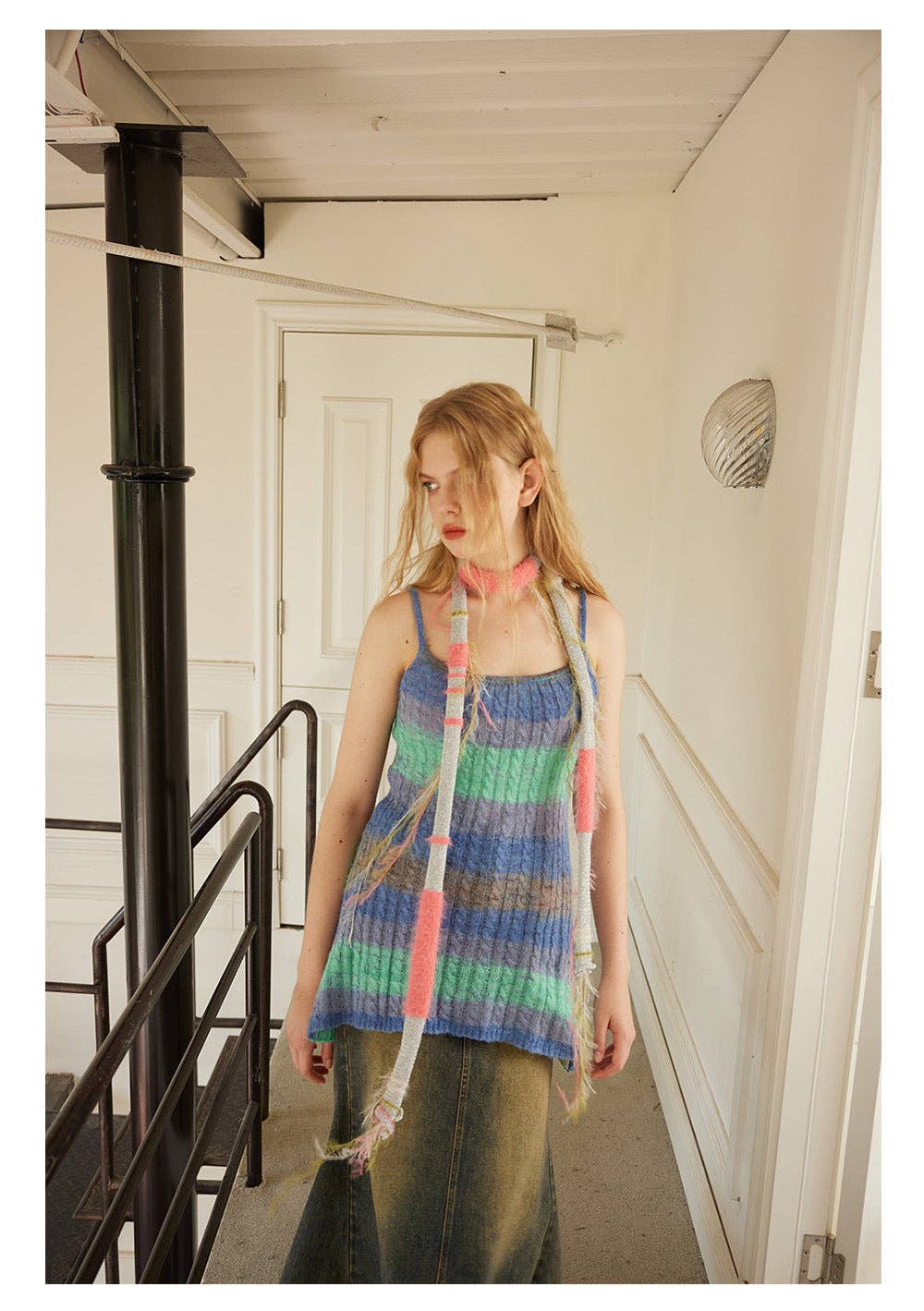 Ladies Skinny Vintage Tassel Scarf