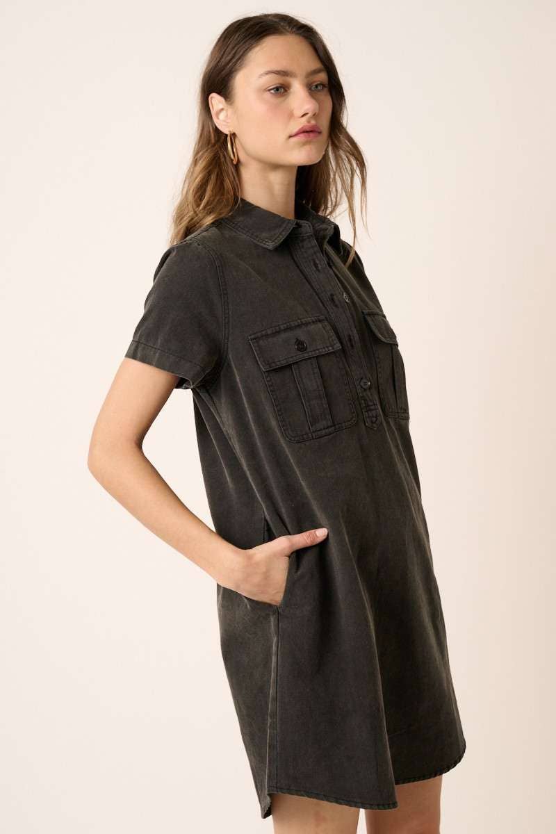 ACID WASH SHIRT DRESS